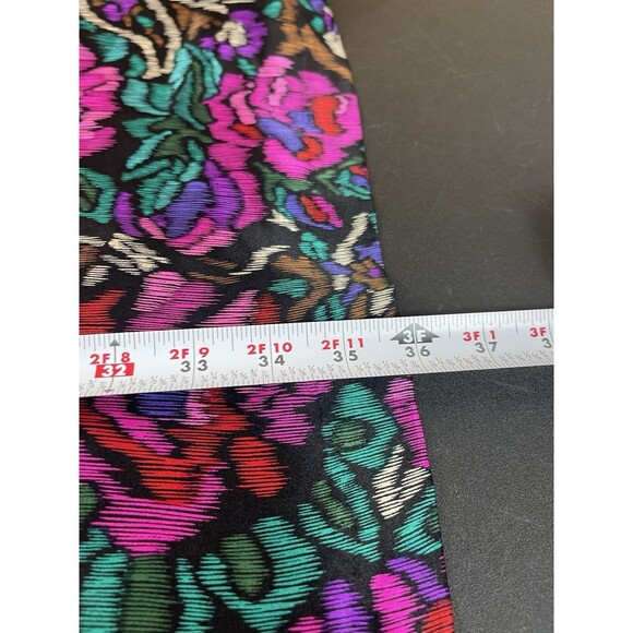 Vintage Baron Peters 100% Silk Floral Dress Sz 12 Multicolor Jewel Toned V-neck - Picture 14 of 16